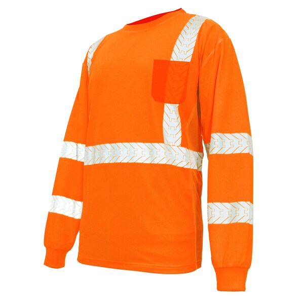Ge Hi-Vis Long Sleeve T-Shirt, Birdseye Knit Polyester, Orange, XL GS114OXL - main